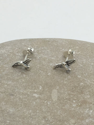 Sterling Silver Hummingbird Stud Earrings
