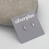 Sterling Silver Pitter Patter of Tiny Feet Stud Earrings