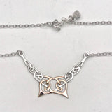 Sterling Silver Rose Gold Vermeil Double Silver Gold Celtic Design Necklace