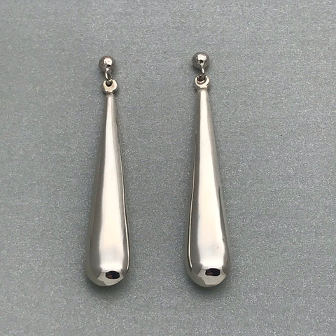 Sterling Silver Shiny Elongated Club Shape Earrings