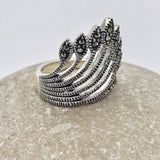 Sterling Silver Marcasite Thai crown Ring