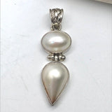 Sterling Silver Mabe Double Pearl Sterling Pendant