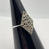 Sterling Silver Diamond Shaped Marcasite Ring