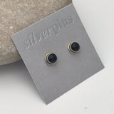 Sterling Silver Small Round Bezel Semi Precious Stone Studs