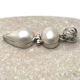 Sterling Silver Mabe Double Pearl Sterling Pendant