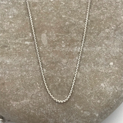 Sterling Silver Box Chain Dainty Necklace 1 mm