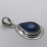 Sterling Silver Mabe Peacock Teardrop Pearl Pendant